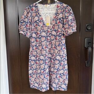 NWT Boden Paisley Floral Puff Sleeve Dress Size 6